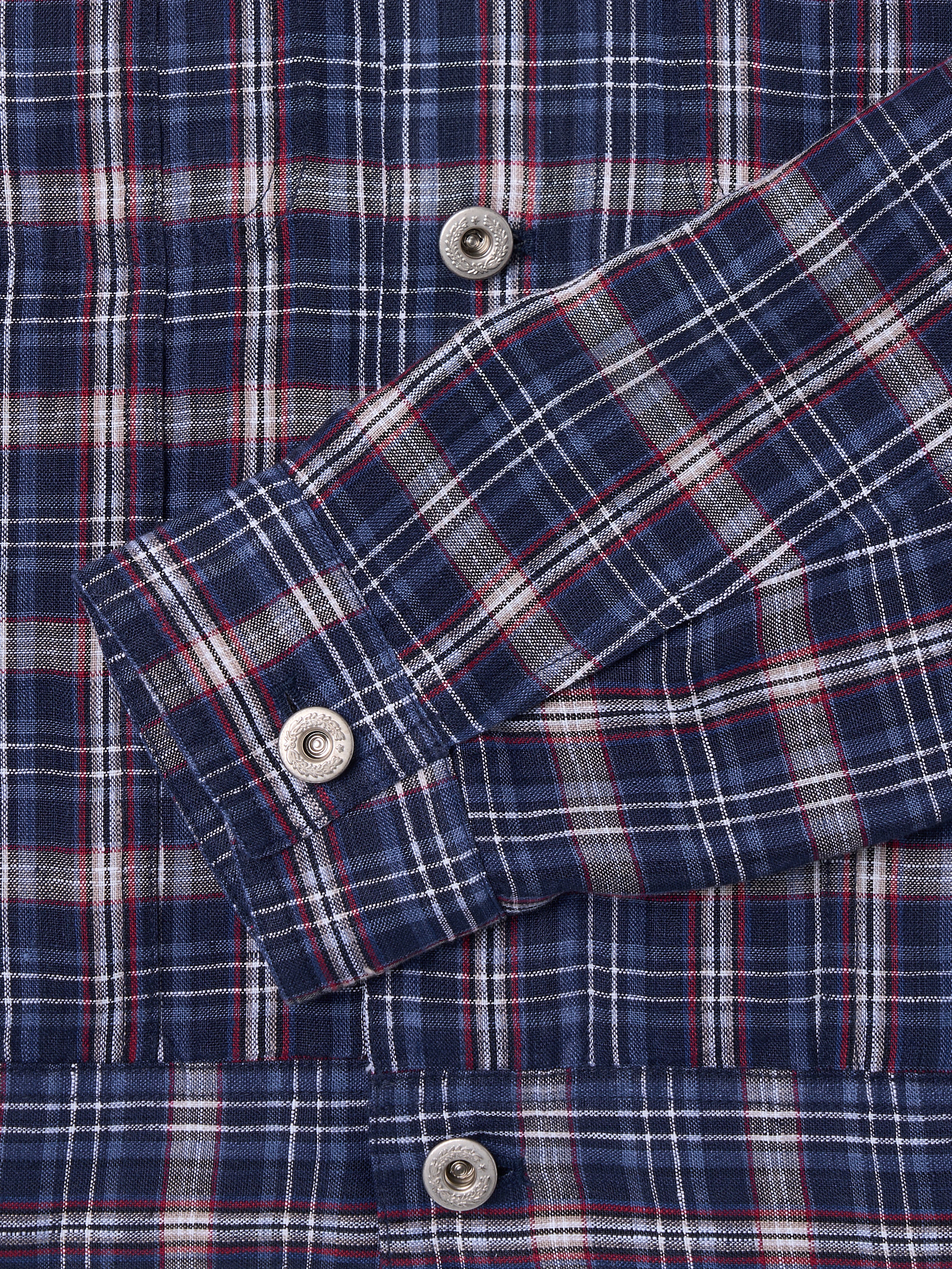 Linen Check Trucker Jacket [Blue]