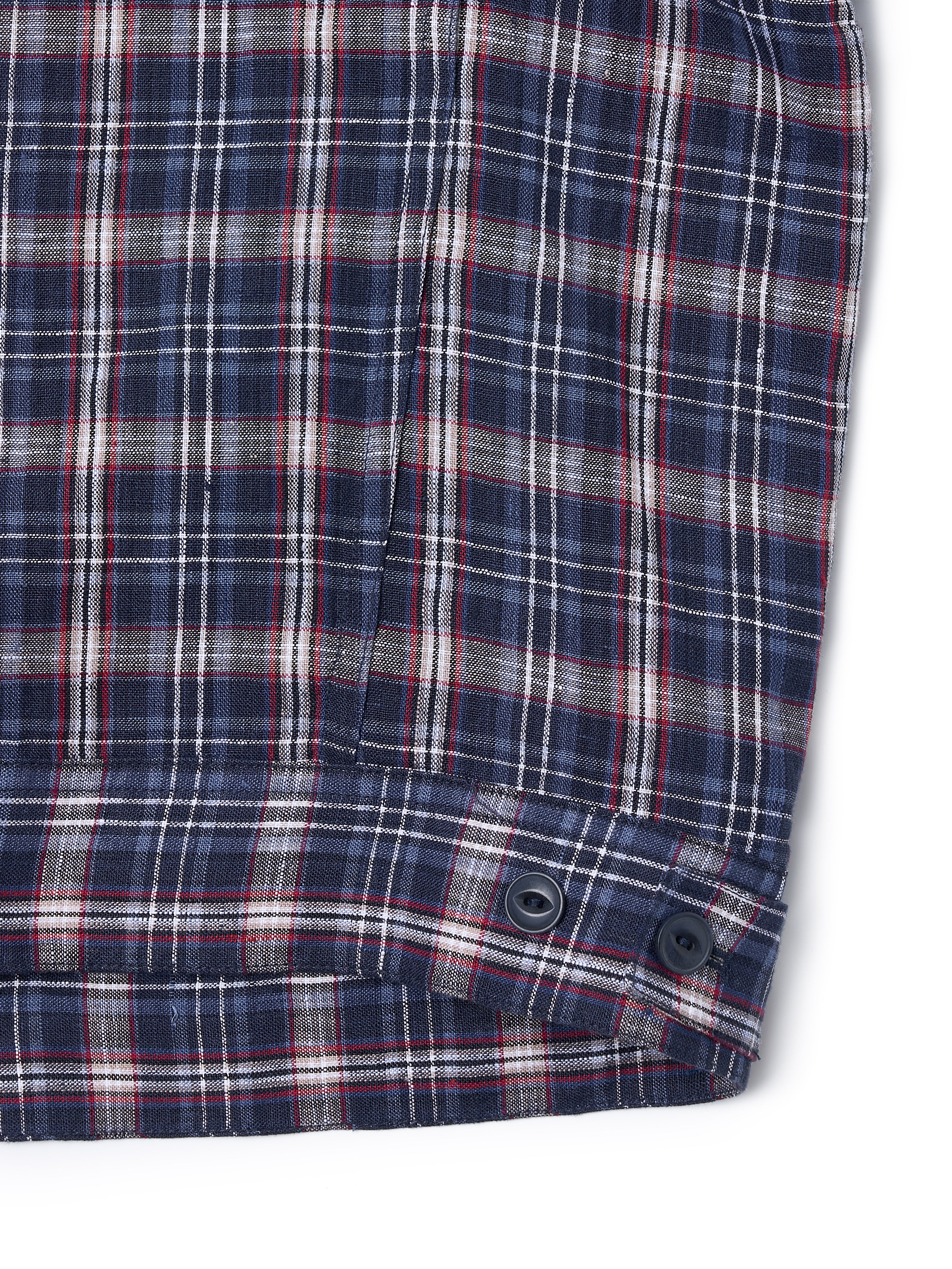 Linen Check Trucker Jacket [Blue]
