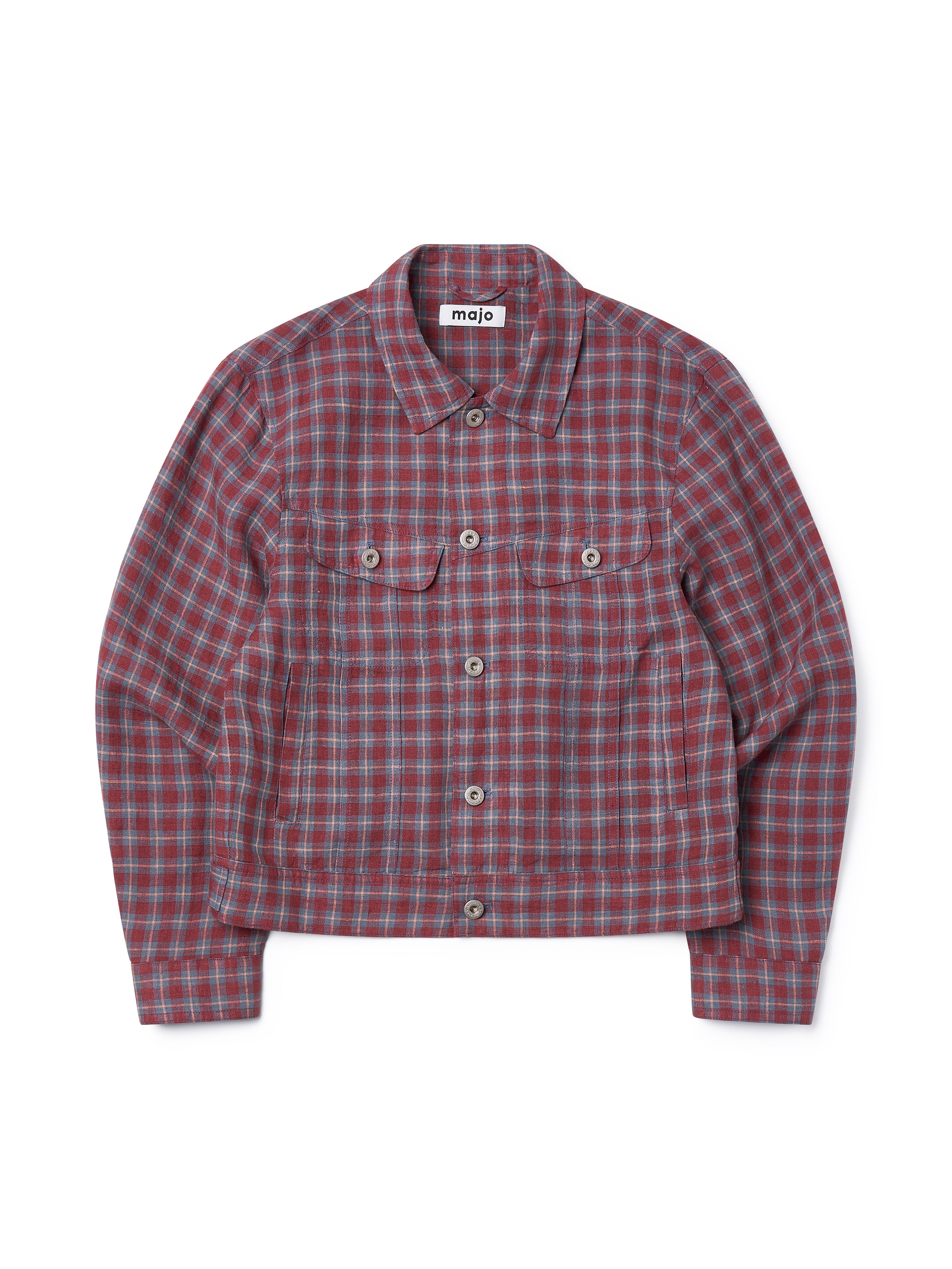Linen Check Trucker Jacket [Vintage Red]