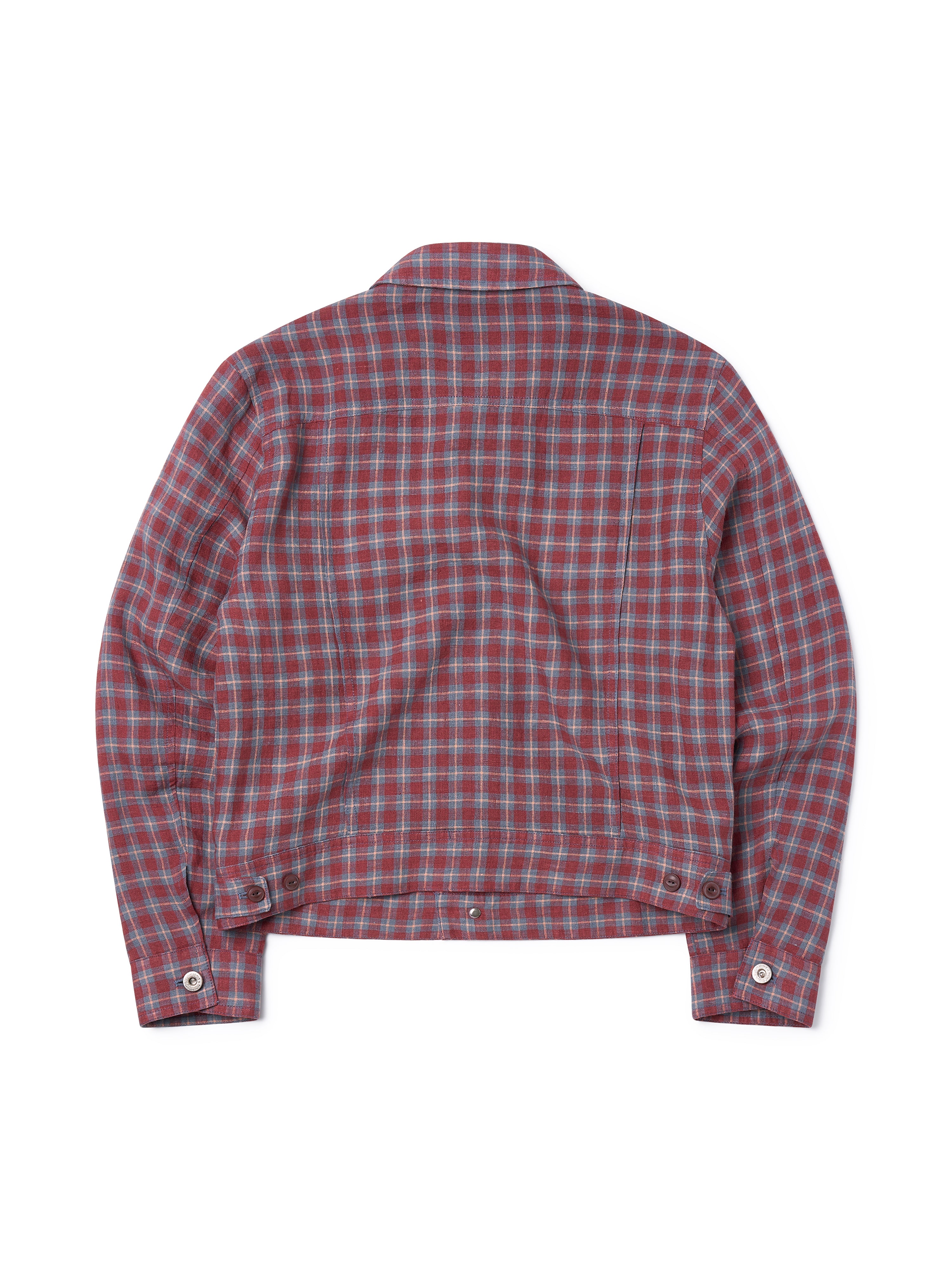 Linen Check Trucker Jacket [Vintage Red]