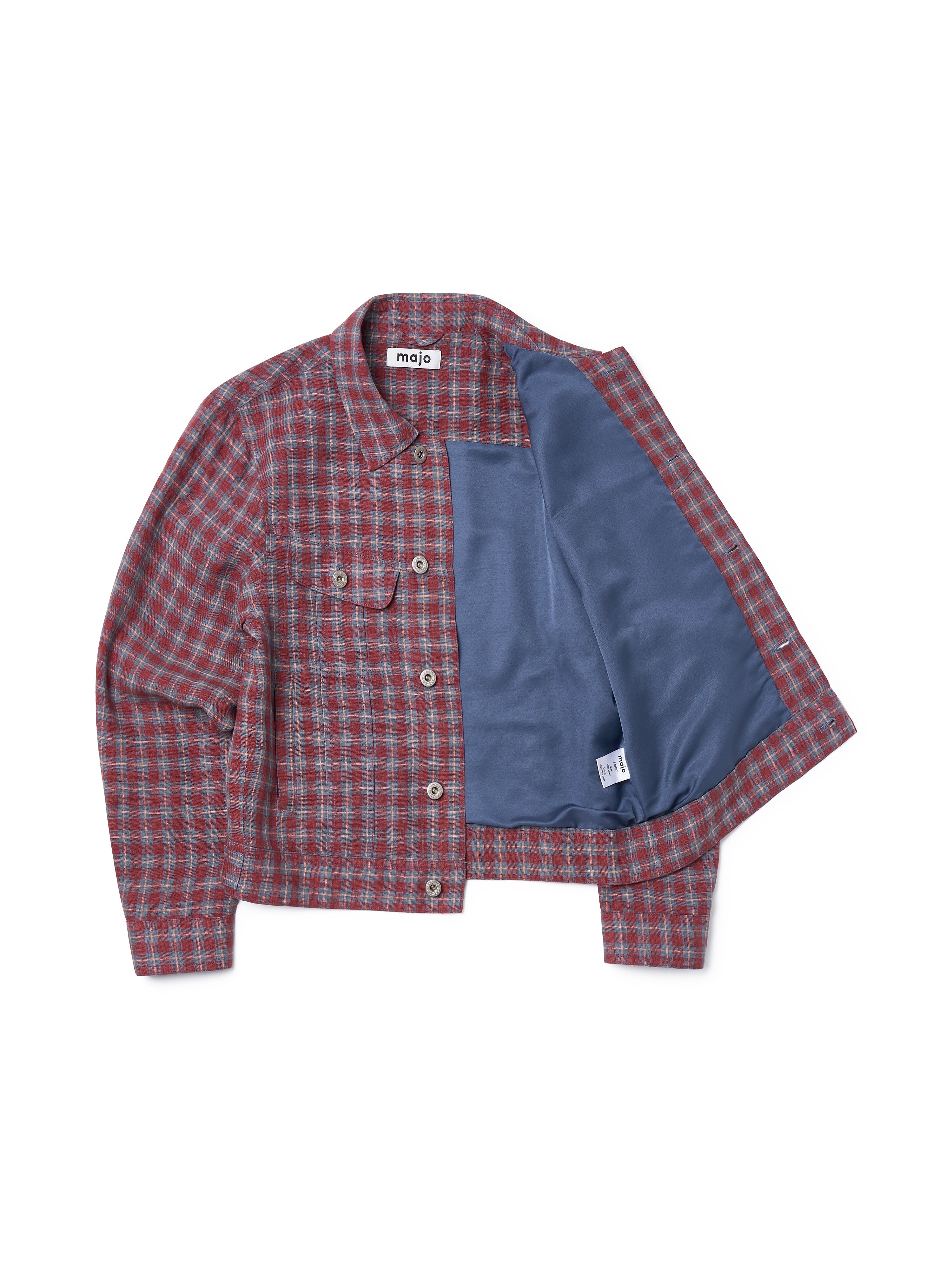 Linen Check Trucker Jacket [Vintage Red]