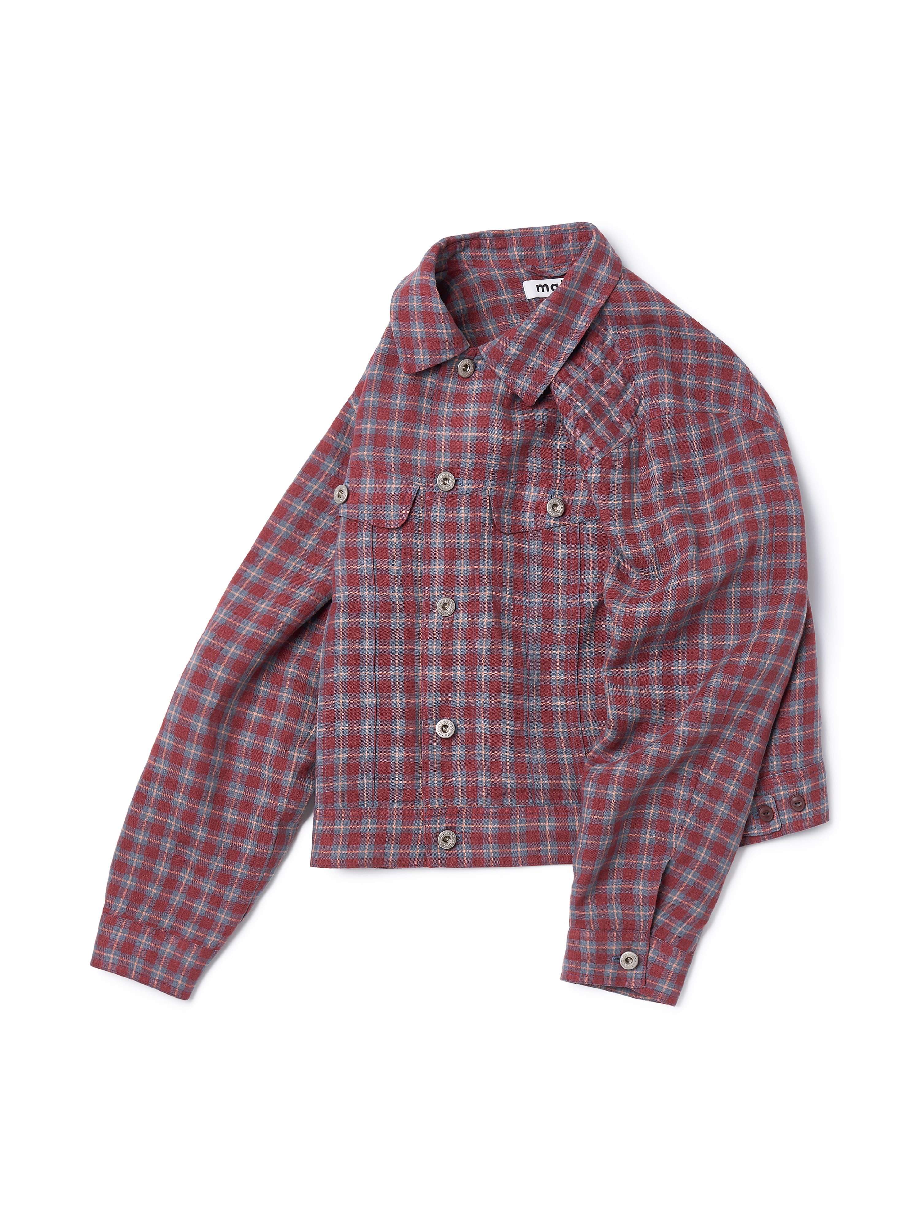 Linen Check Trucker Jacket [Vintage Red]