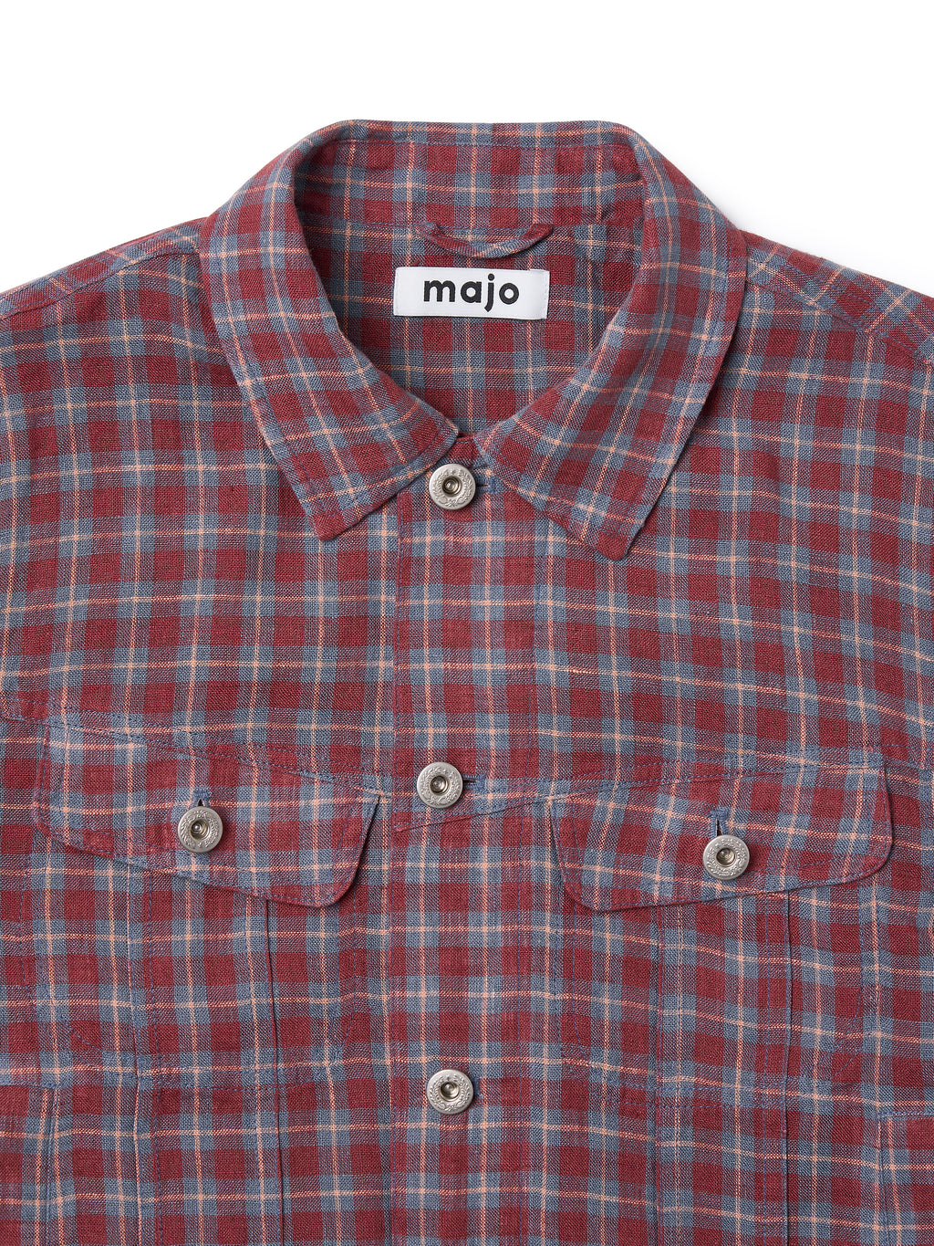 Linen Check Trucker Jacket [Vintage Red]