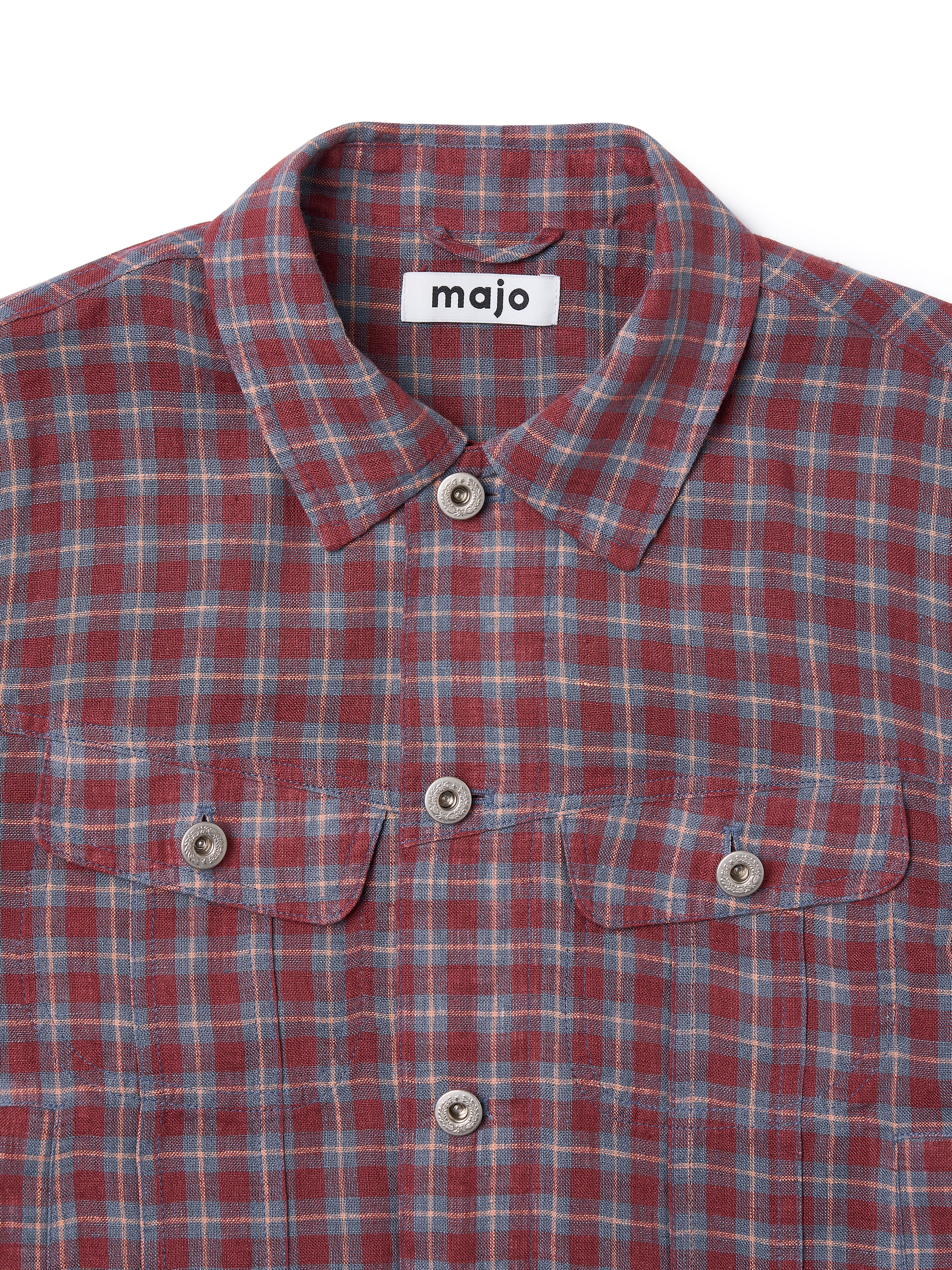 Linen Check Trucker Jacket [Vintage Red]