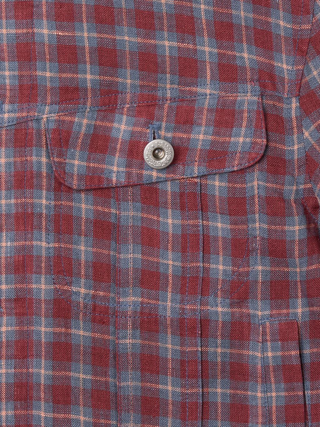 Linen Check Trucker Jacket [Vintage Red]