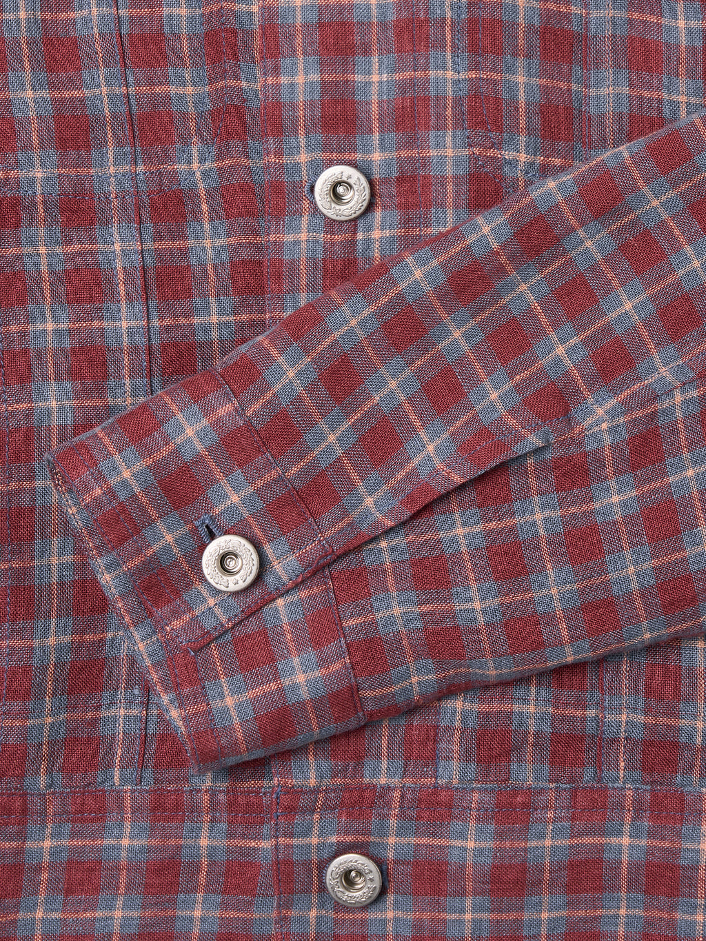 Linen Check Trucker Jacket [Vintage Red]
