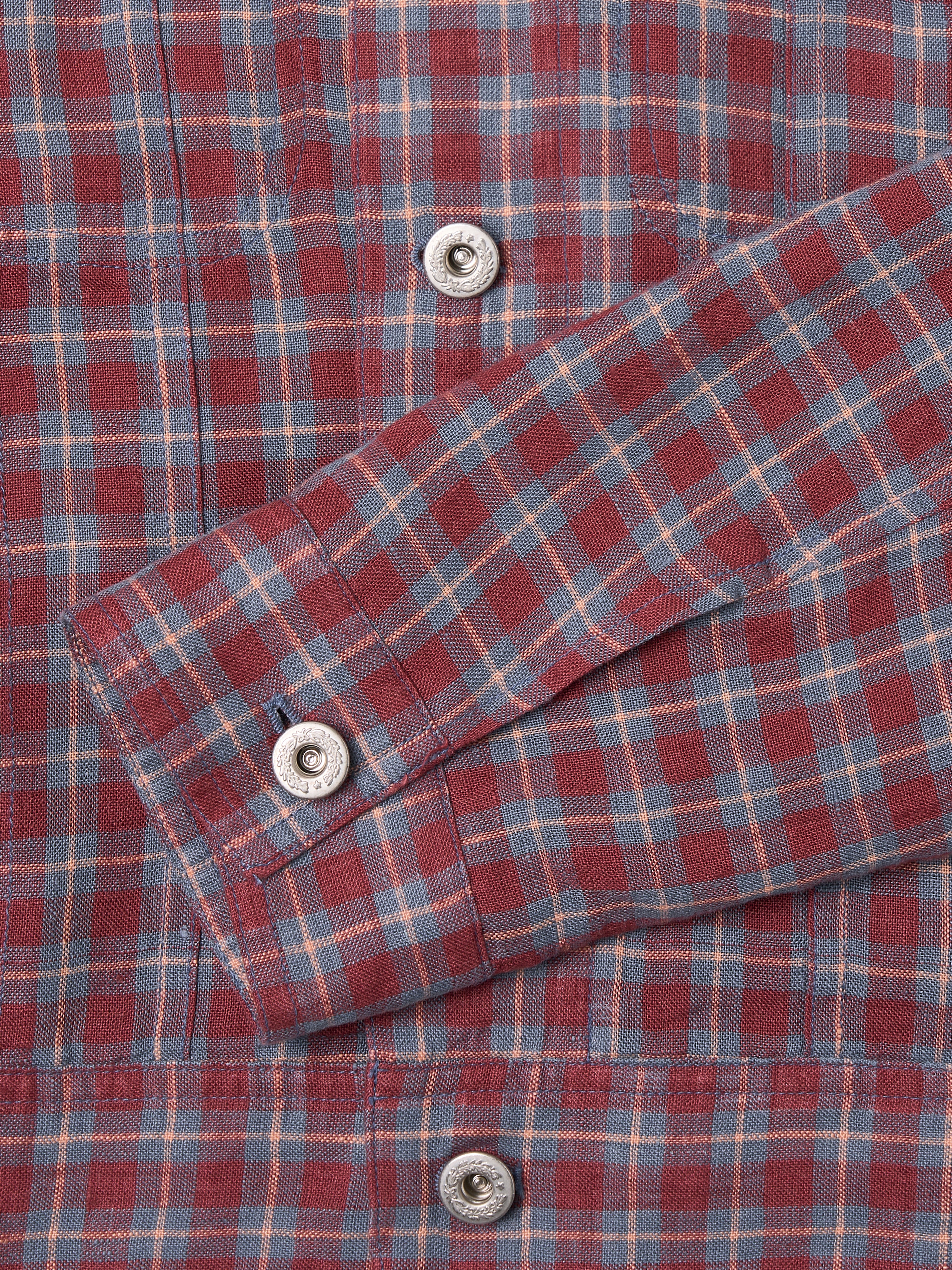 Linen Check Trucker Jacket [Vintage Red]