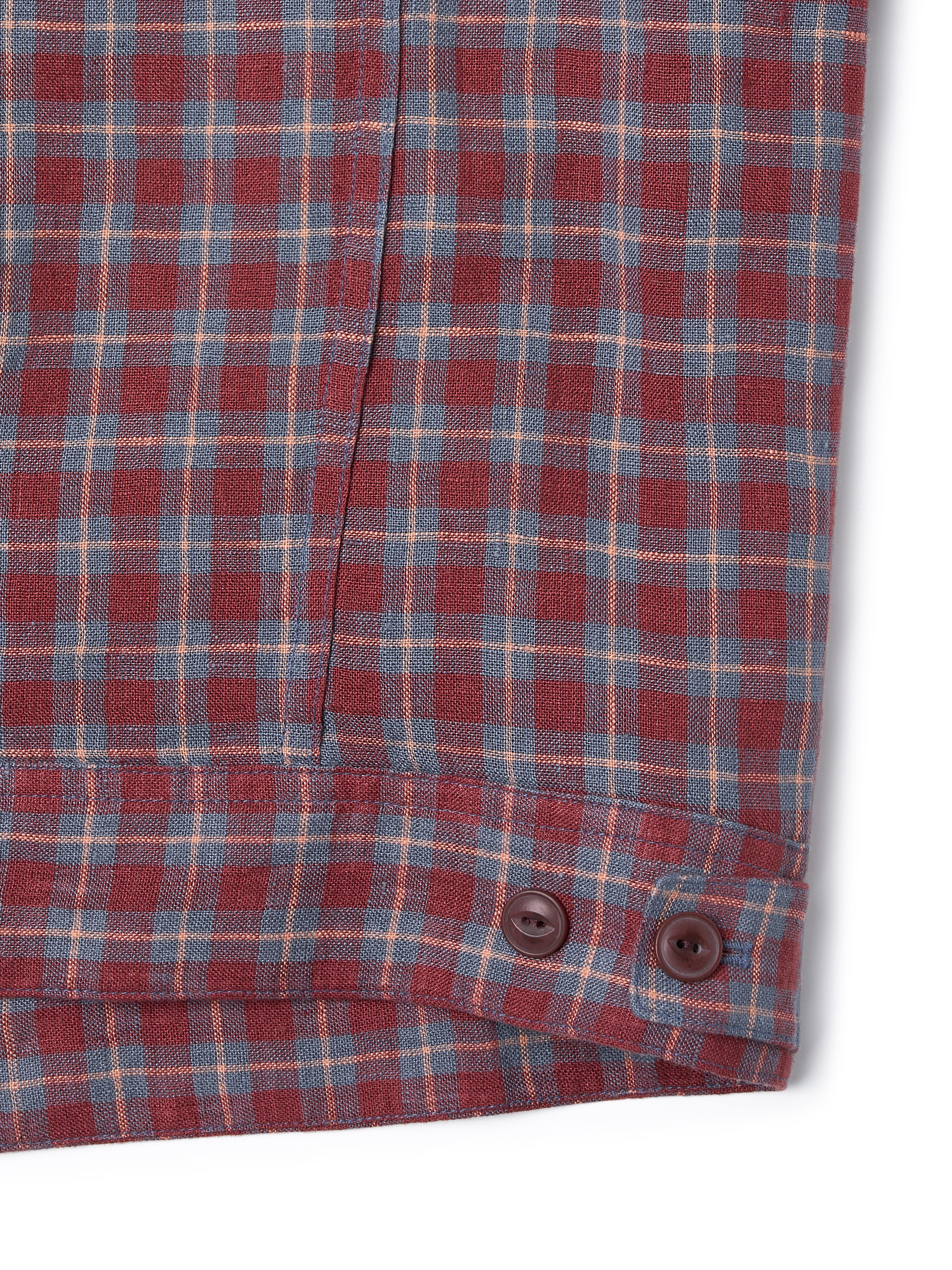Linen Check Trucker Jacket [Vintage Red]