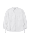 Linen Wrapped Neck Blouse [White]