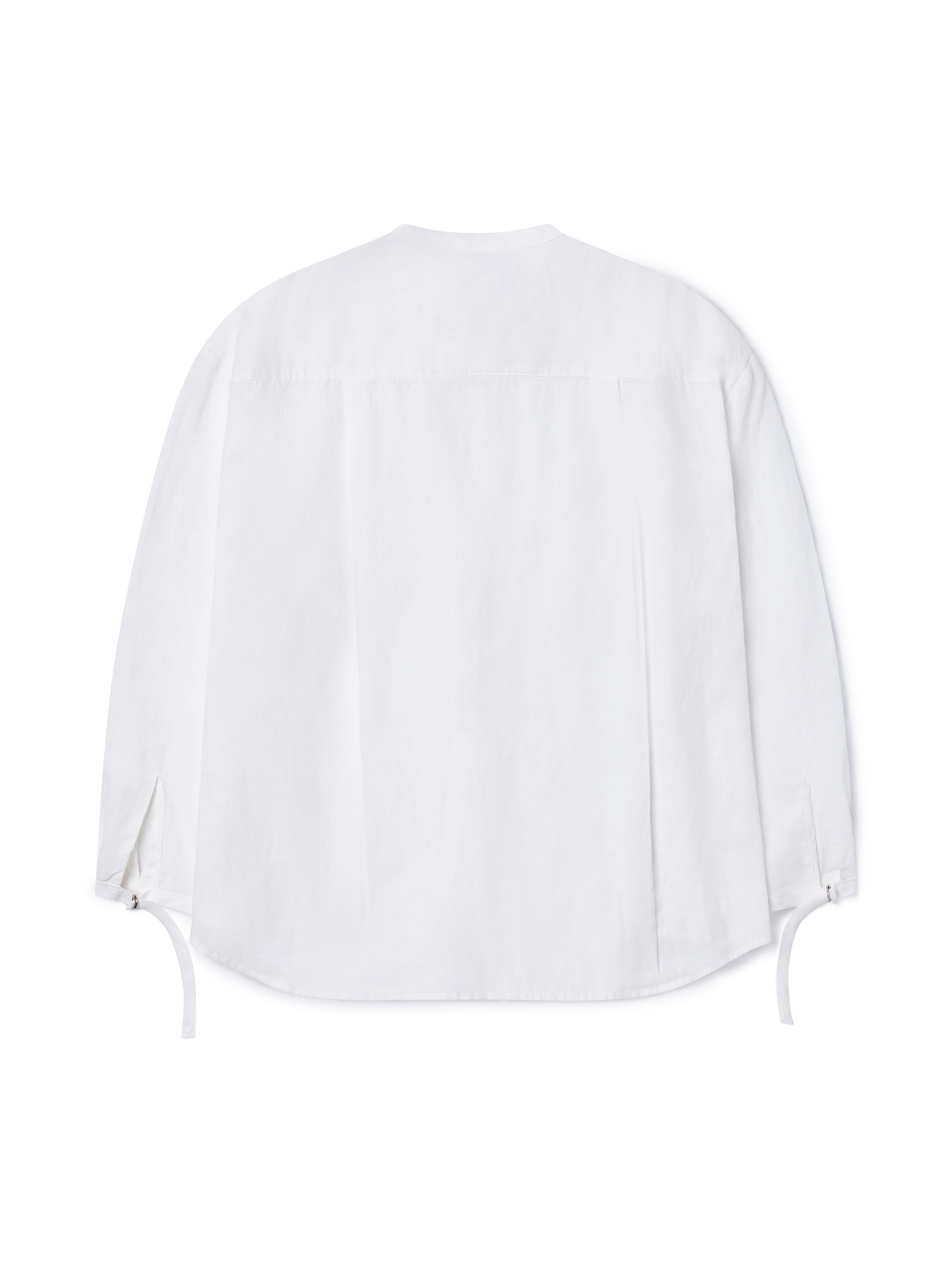 Linen Wrapped Neck Blouse [White]