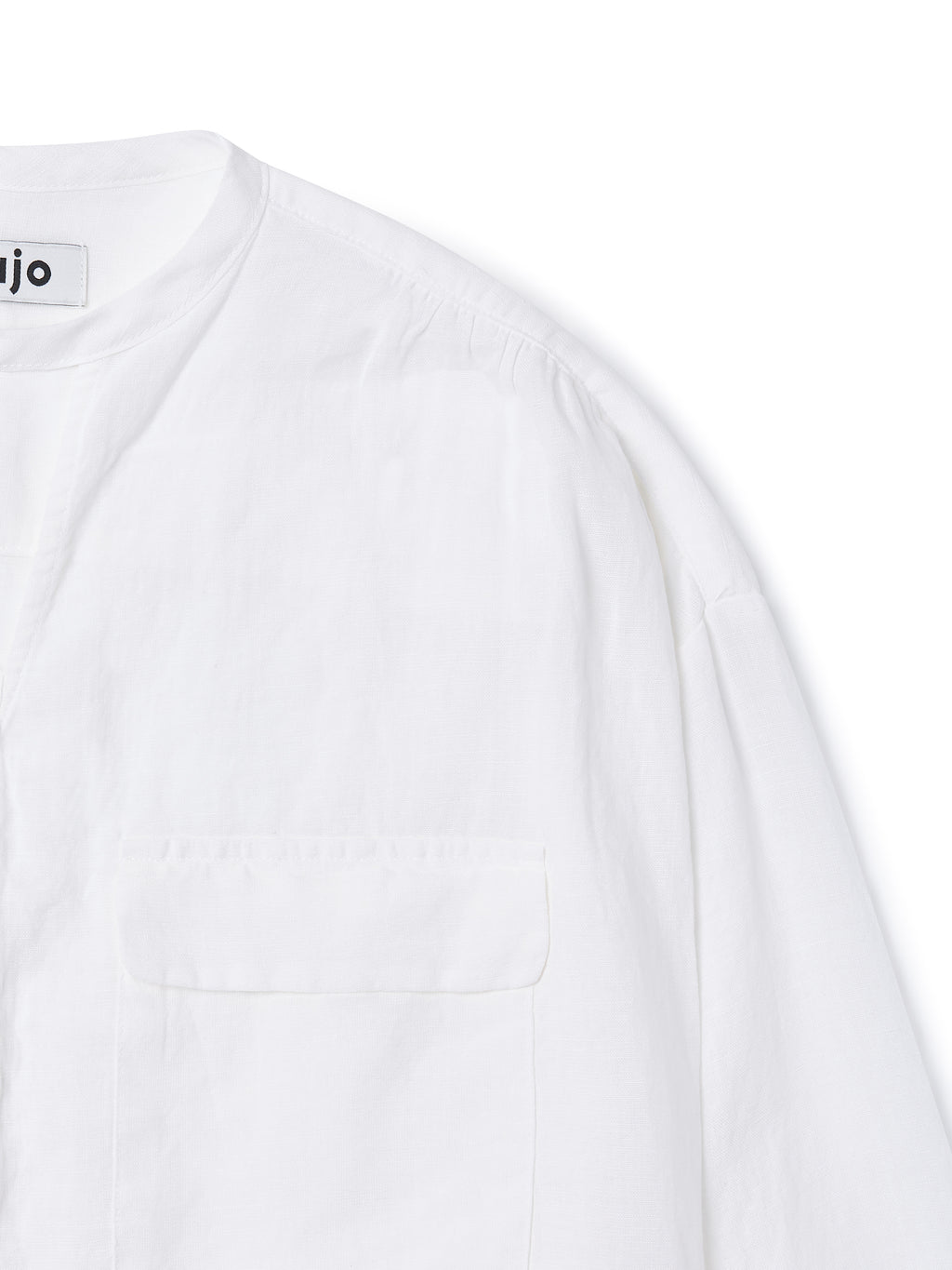 Linen Wrapped Neck Blouse [White]