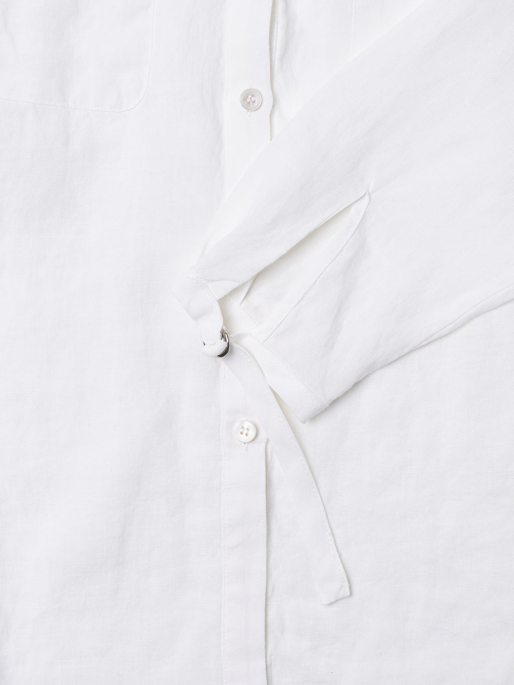 Linen Wrapped Neck Blouse [White]