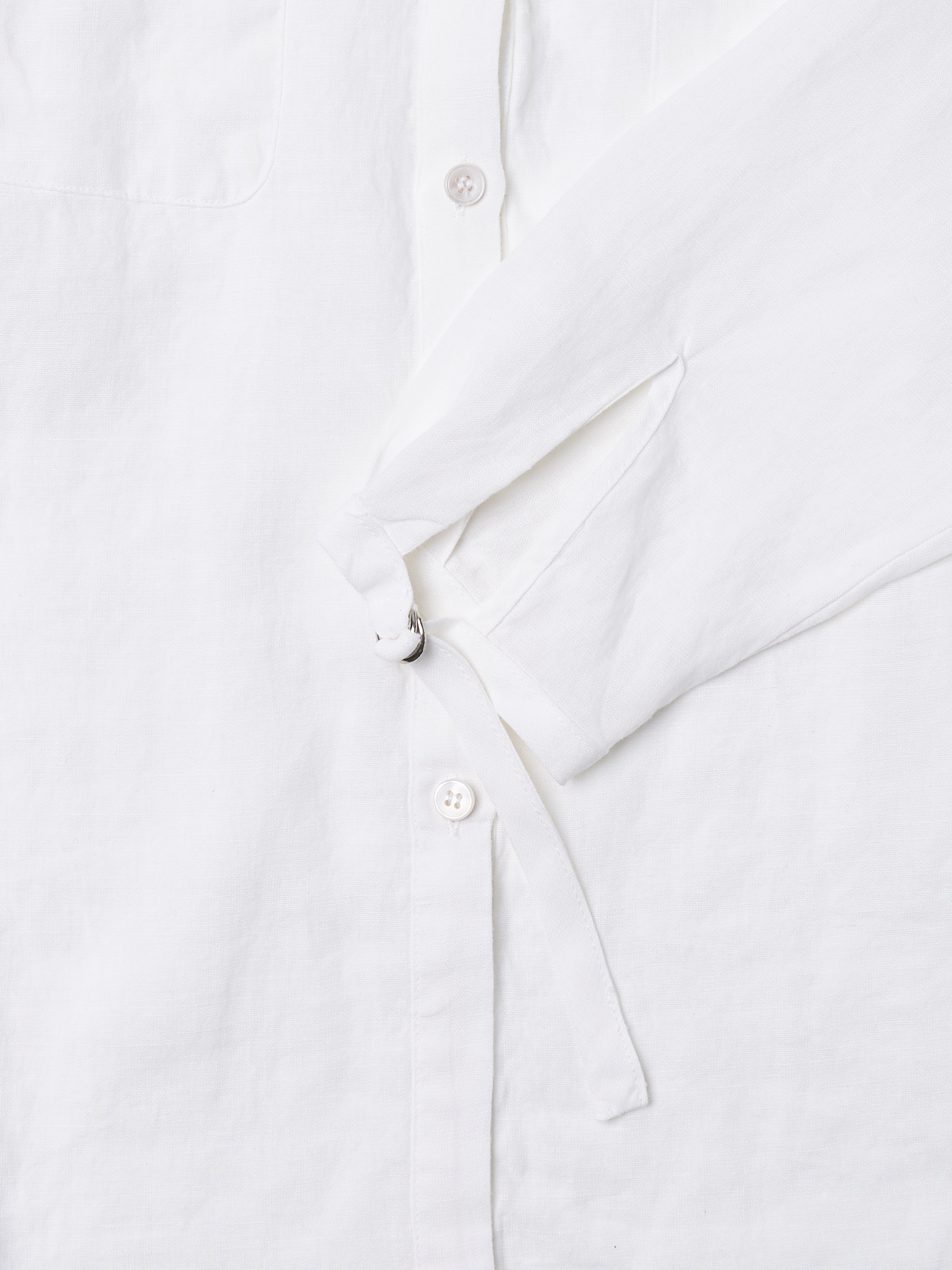 Linen Wrapped Neck Blouse [White]