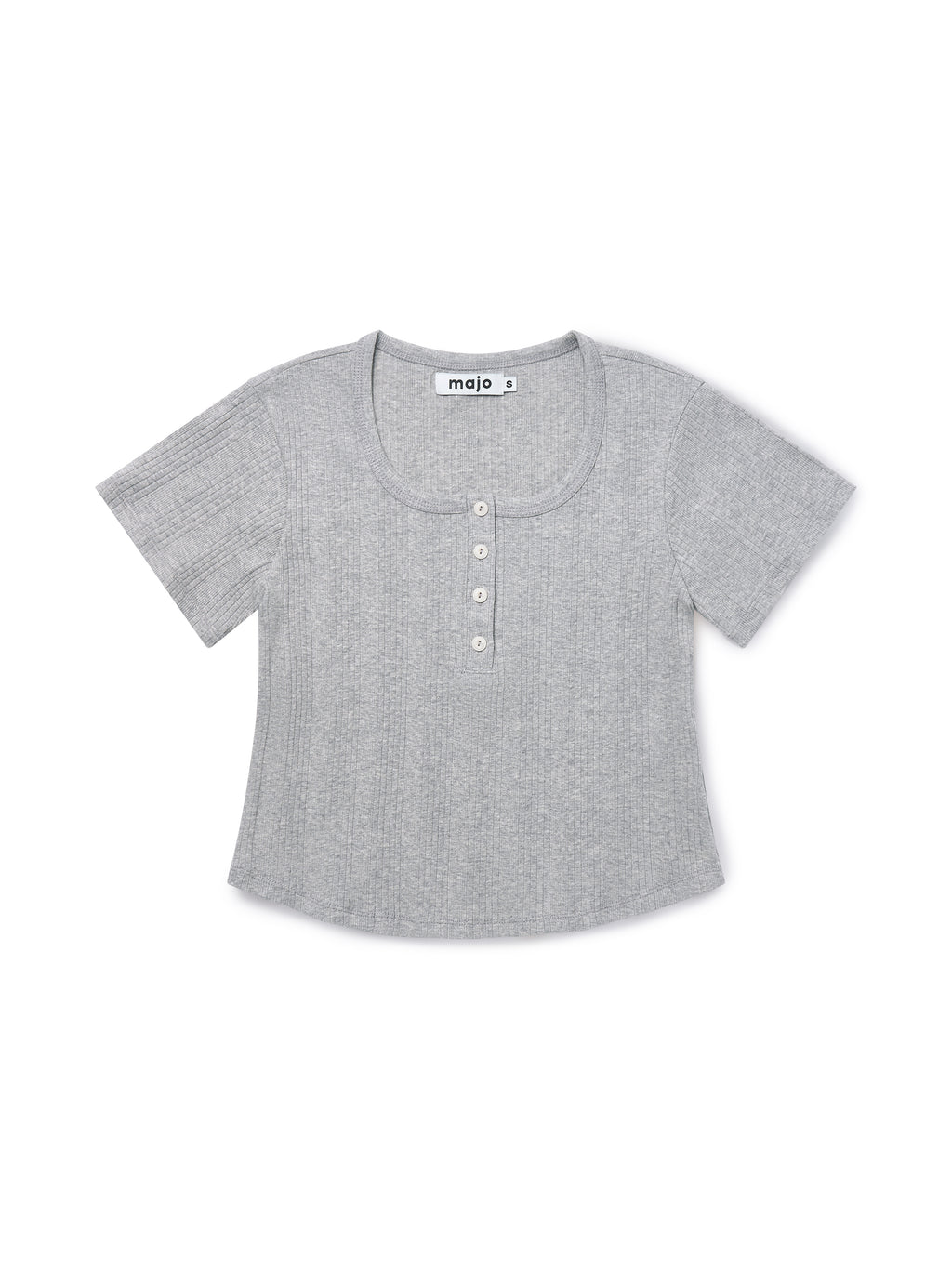 Square Henley-neck T-Shirt [Gray]