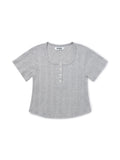 Square Henley-neck T-Shirt [Gray]