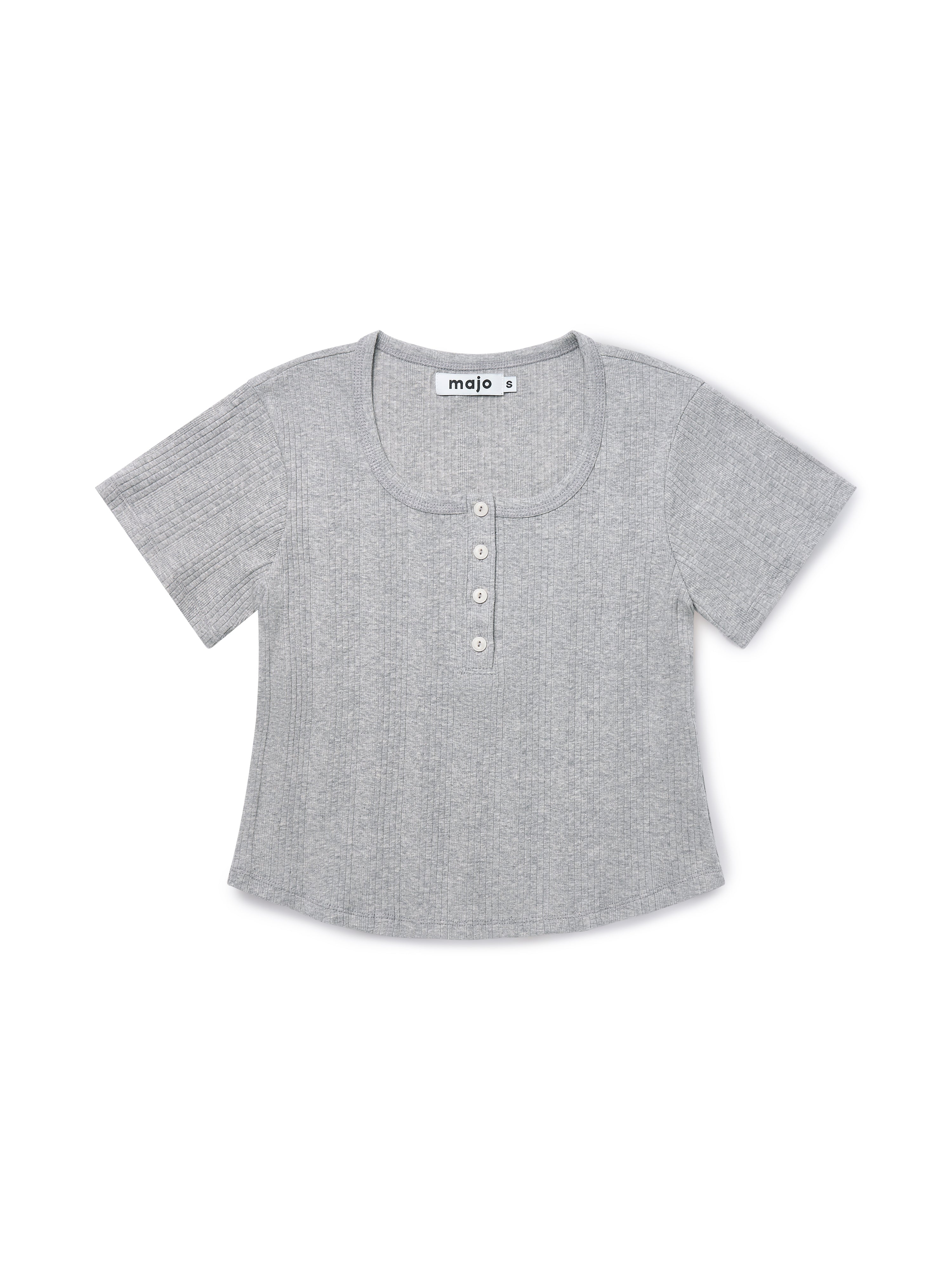 Square Henley-neck T-Shirt [Gray]