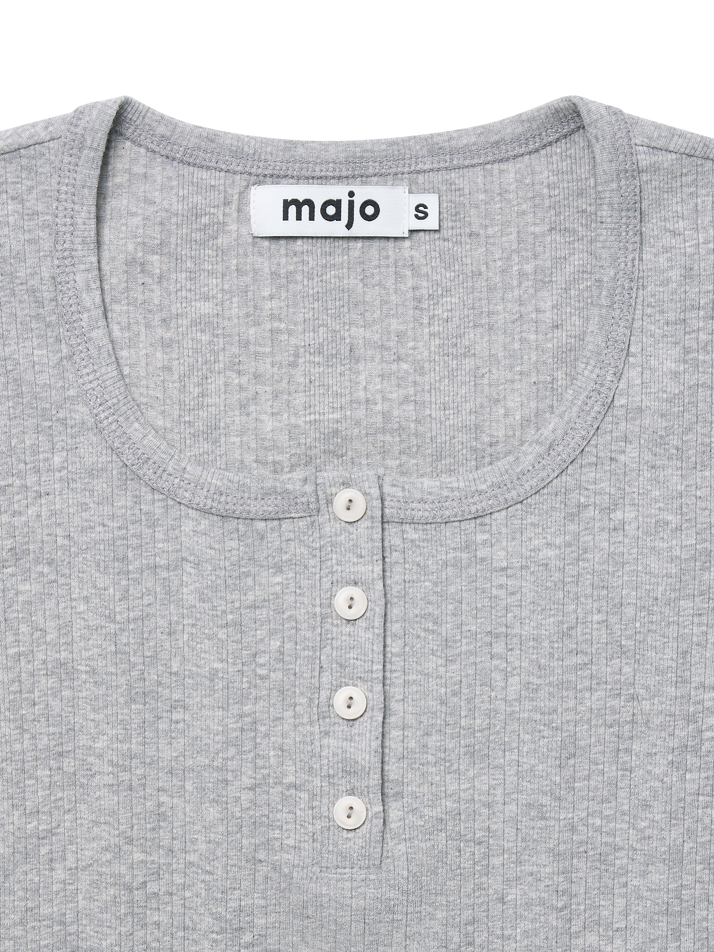 Square Henley-neck T-Shirt [Gray]