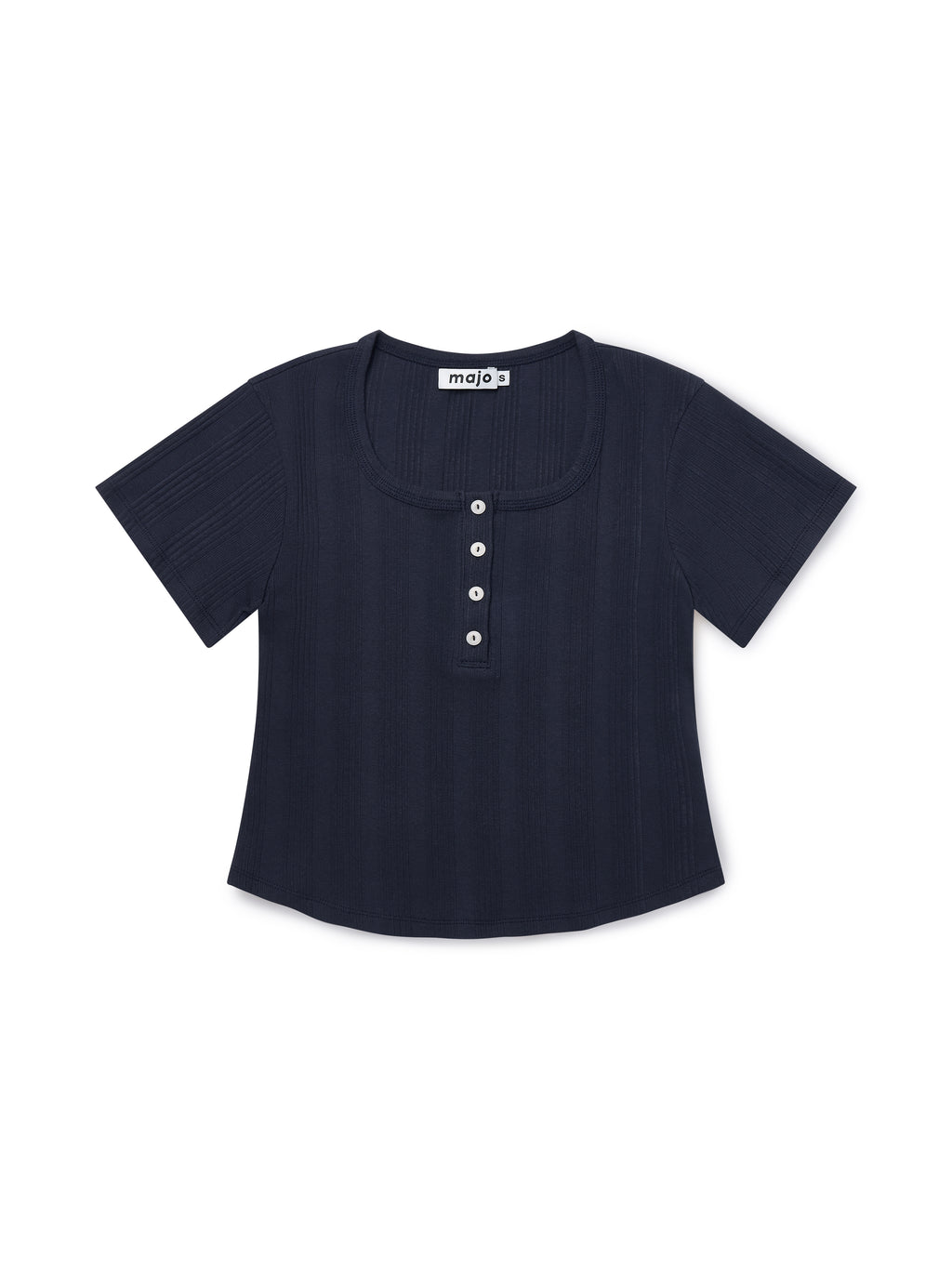 Square Henley-neck T-Shirt [Navy]