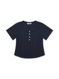 Square Henley-neck T-Shirt [Navy]