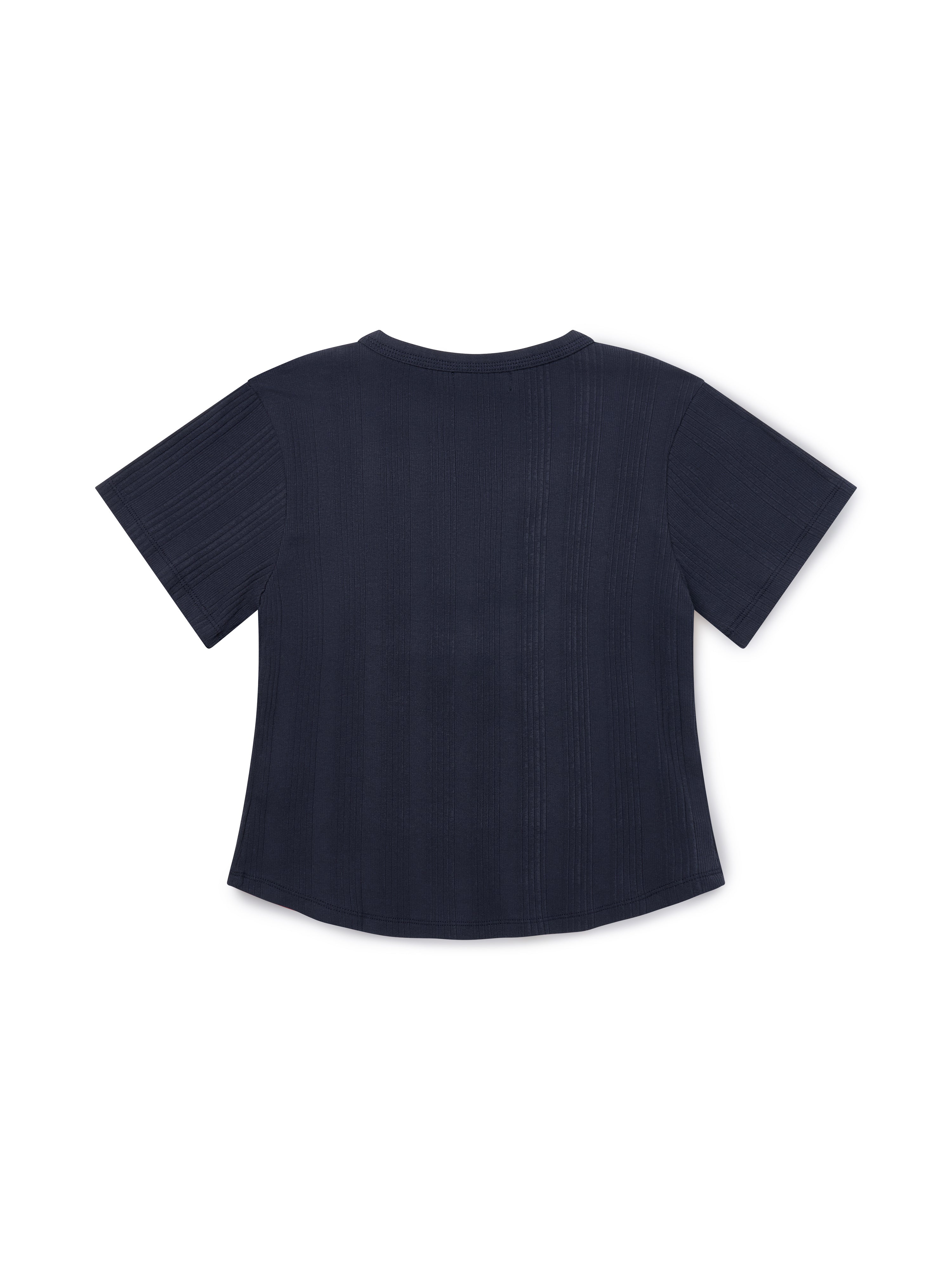 Square Henley-neck T-Shirt [Navy]