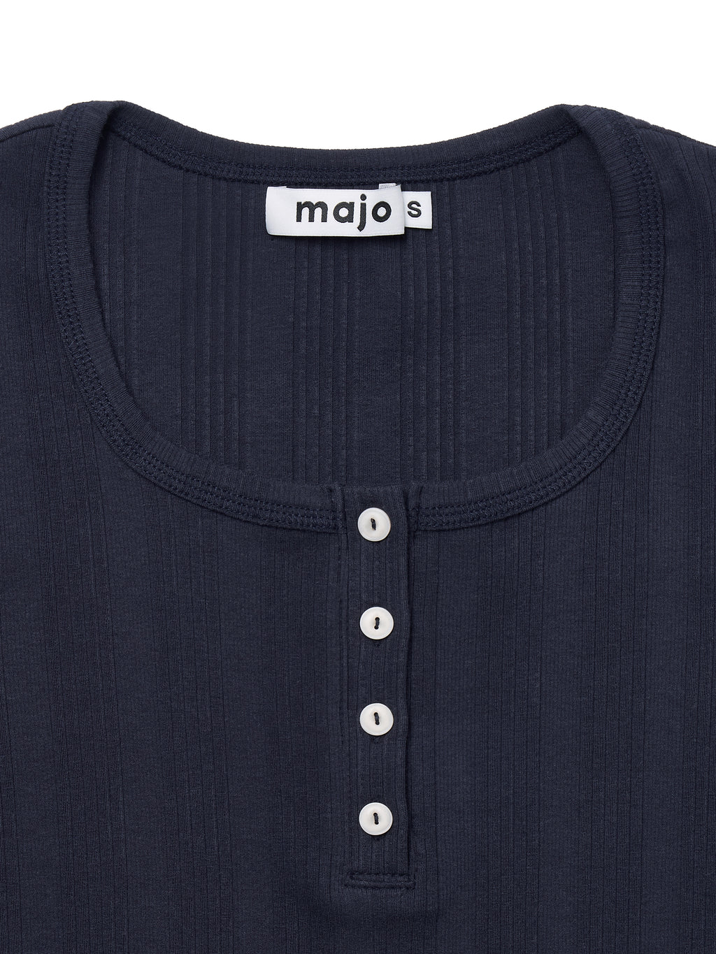 Square Henley-neck T-Shirt [Navy]