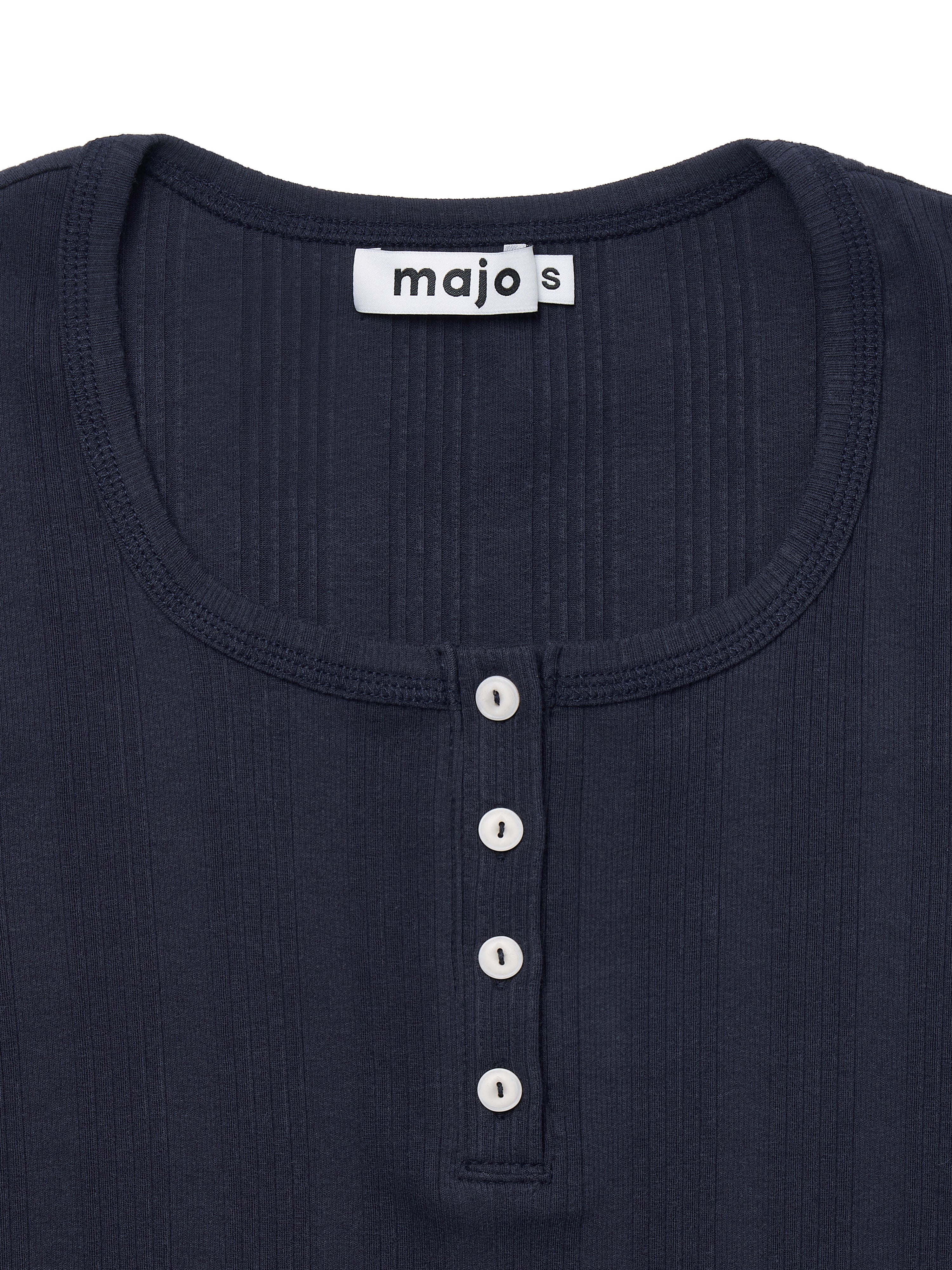 Square Henley-neck T-Shirt [Navy]