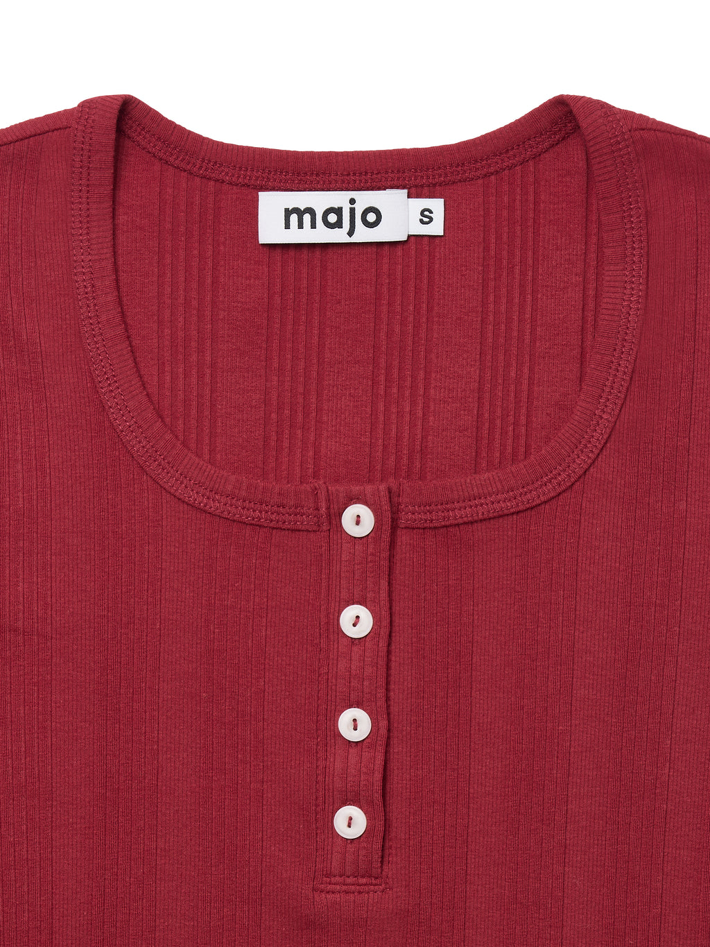 Square Henley-neck T-Shirt [Vintage red]