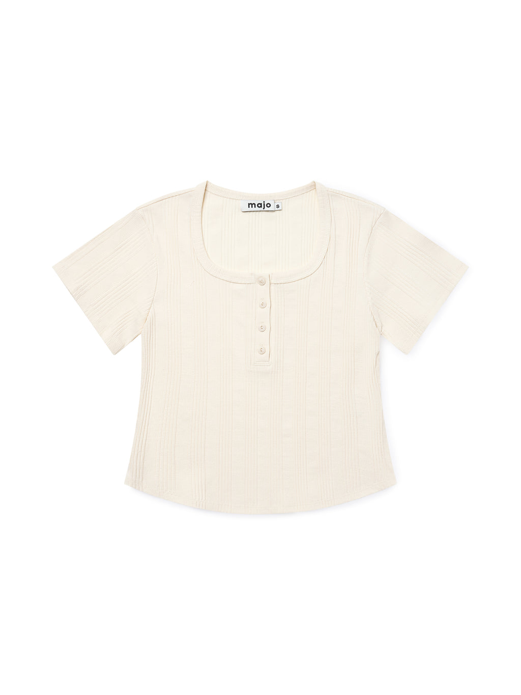 Square Henley-neck T-Shirt [Ivory]