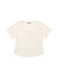 Square Henley-neck T-Shirt [Ivory]