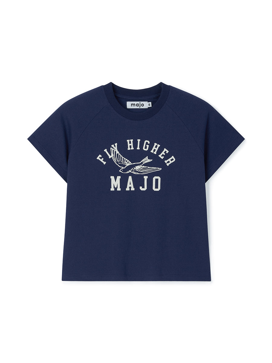 Fly Higher Bird Raglan T-shirt [Navy]